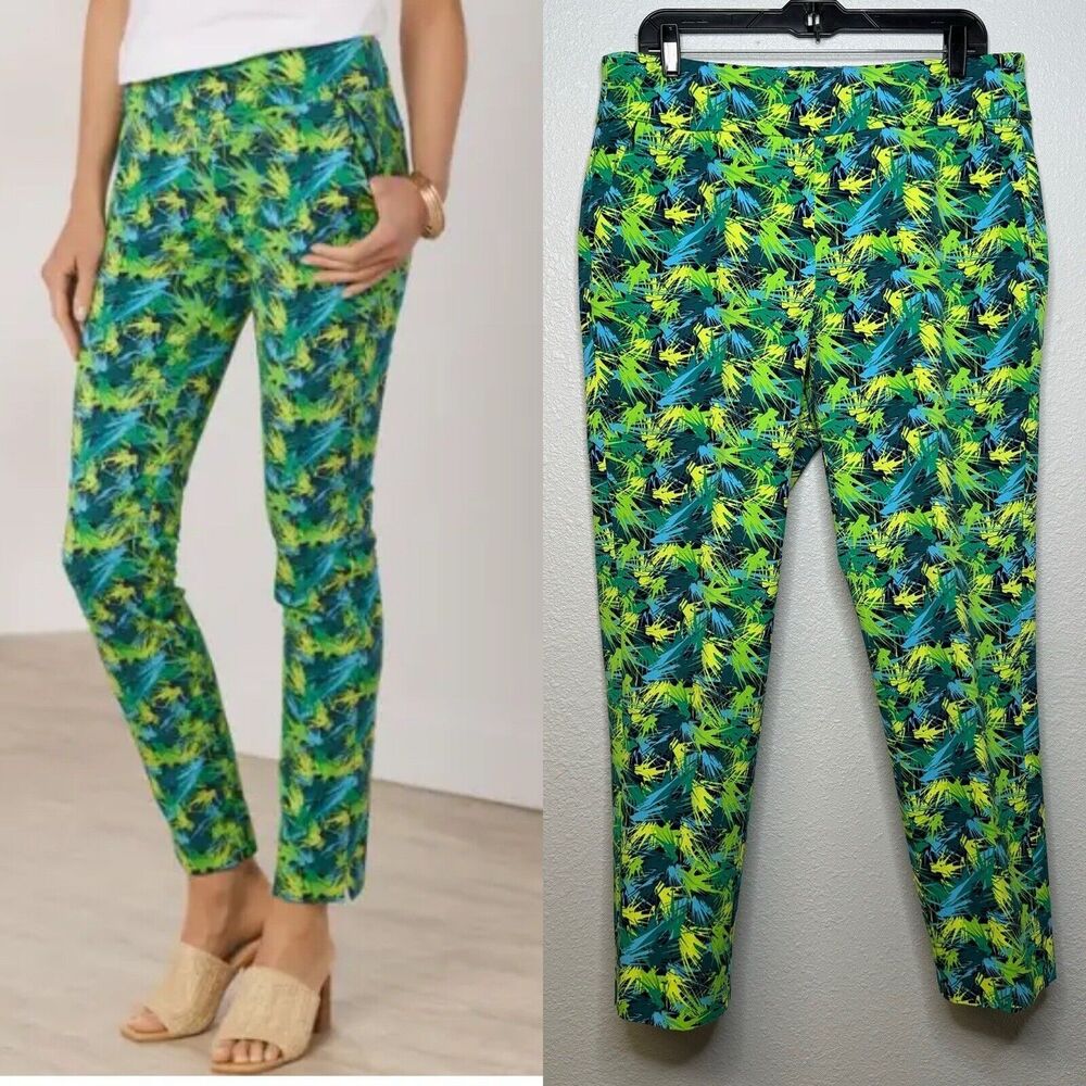 Soft Surroundings Superla Stretch Pull-On Palmas Skinny Ankle Pants Lime Large